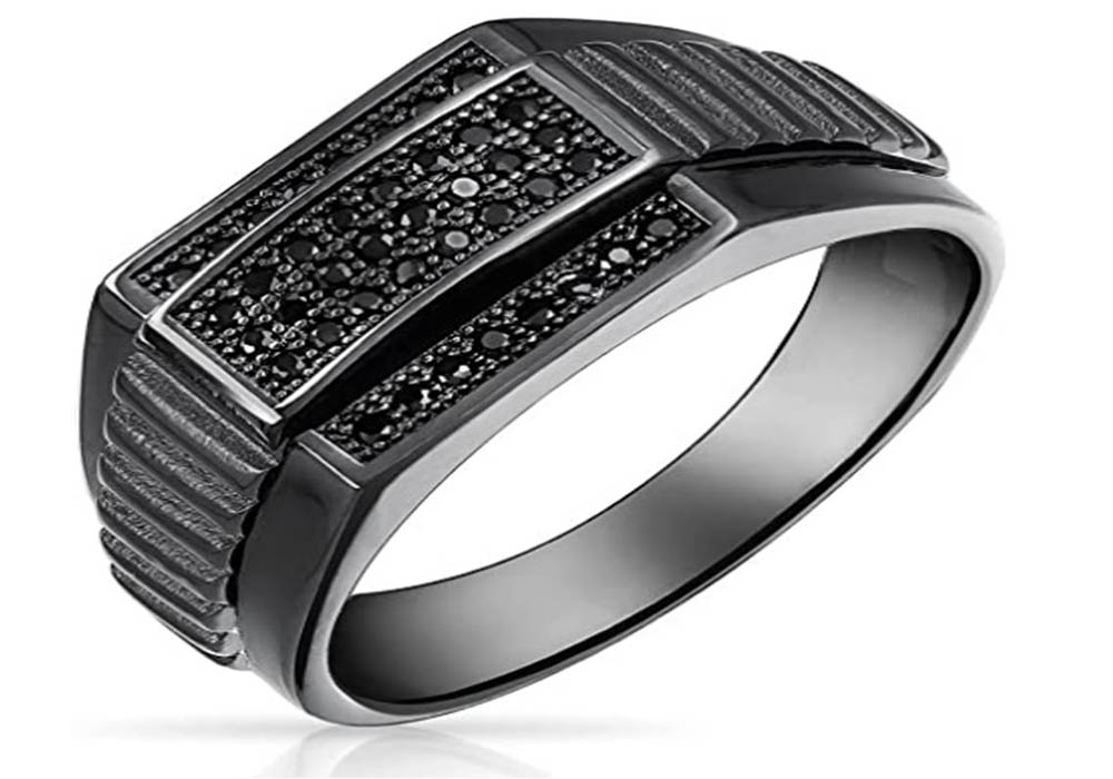 Anillo de plata de hombre Bling Jewelry Circonita Negro